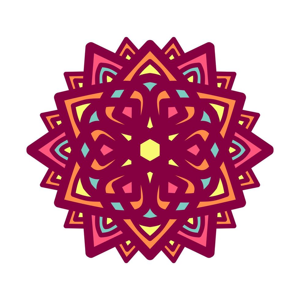 Ethnic colorful mandala. Vector hand drawn doodle mandala. Ethnic mandala with colorful tribal ornament. Isolated. Bright colors.