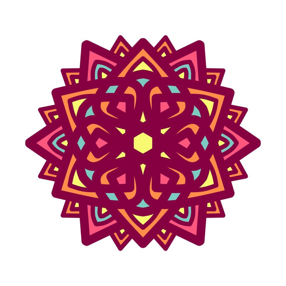 mandala colorido étnico. vector dibujado a mano doodle mandala. mandala étnica con adornos tribales coloridos. aislado. colores brillantes.