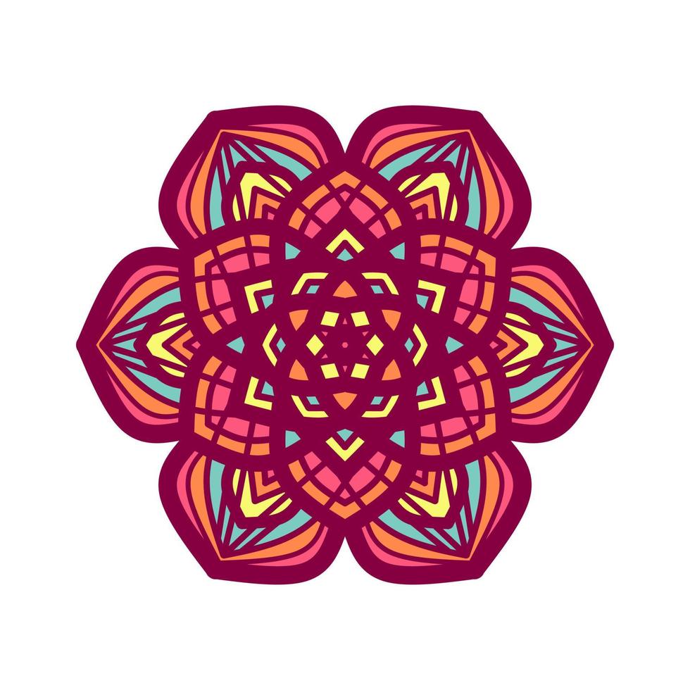 mandala colorido étnico. vector dibujado a mano doodle mandala. mandala étnica con adornos tribales coloridos. aislado. colores brillantes.