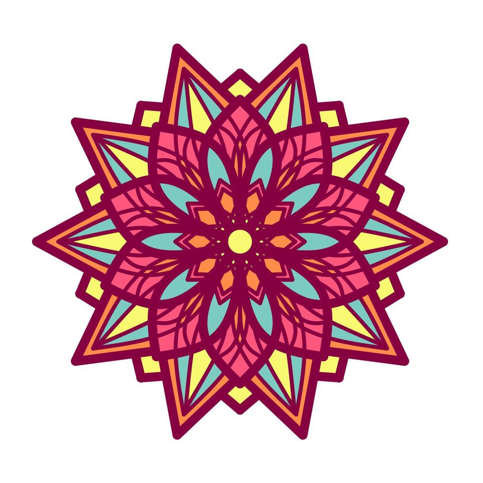 mandala colorido étnico. vector dibujado a mano doodle mandala. mandala étnica con adornos tribales coloridos. aislado. colores brillantes.