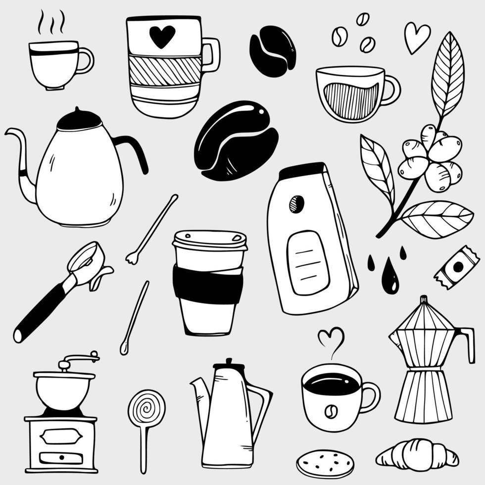 Coffee hand drawing vector set