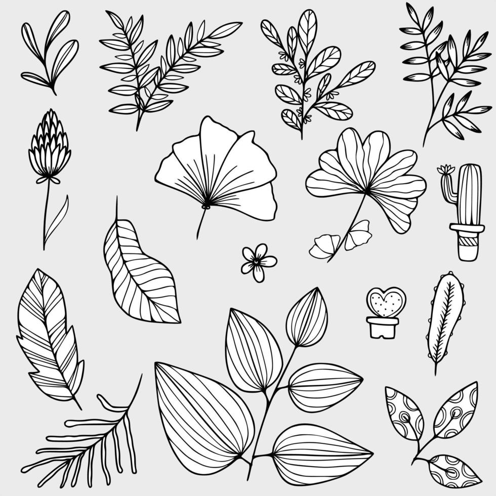 Flower doodle hand drawn vector set