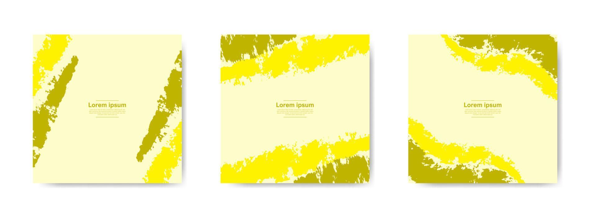 Yellow abstract grunge banner collection for social media post and stories vector