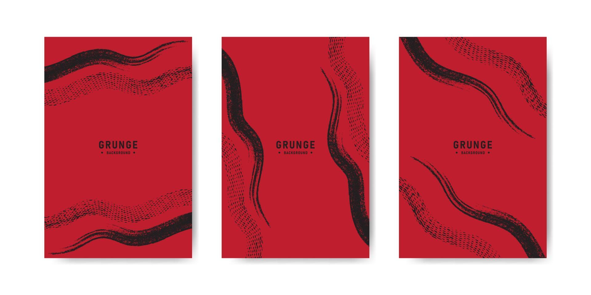 Set of red and black banner with watercolor texture background vector