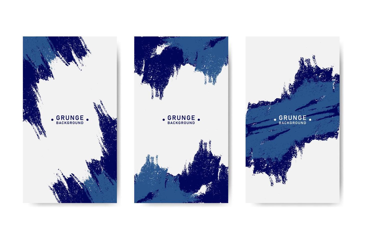 Blue abstract grunge banner collection for social media post and stories vector