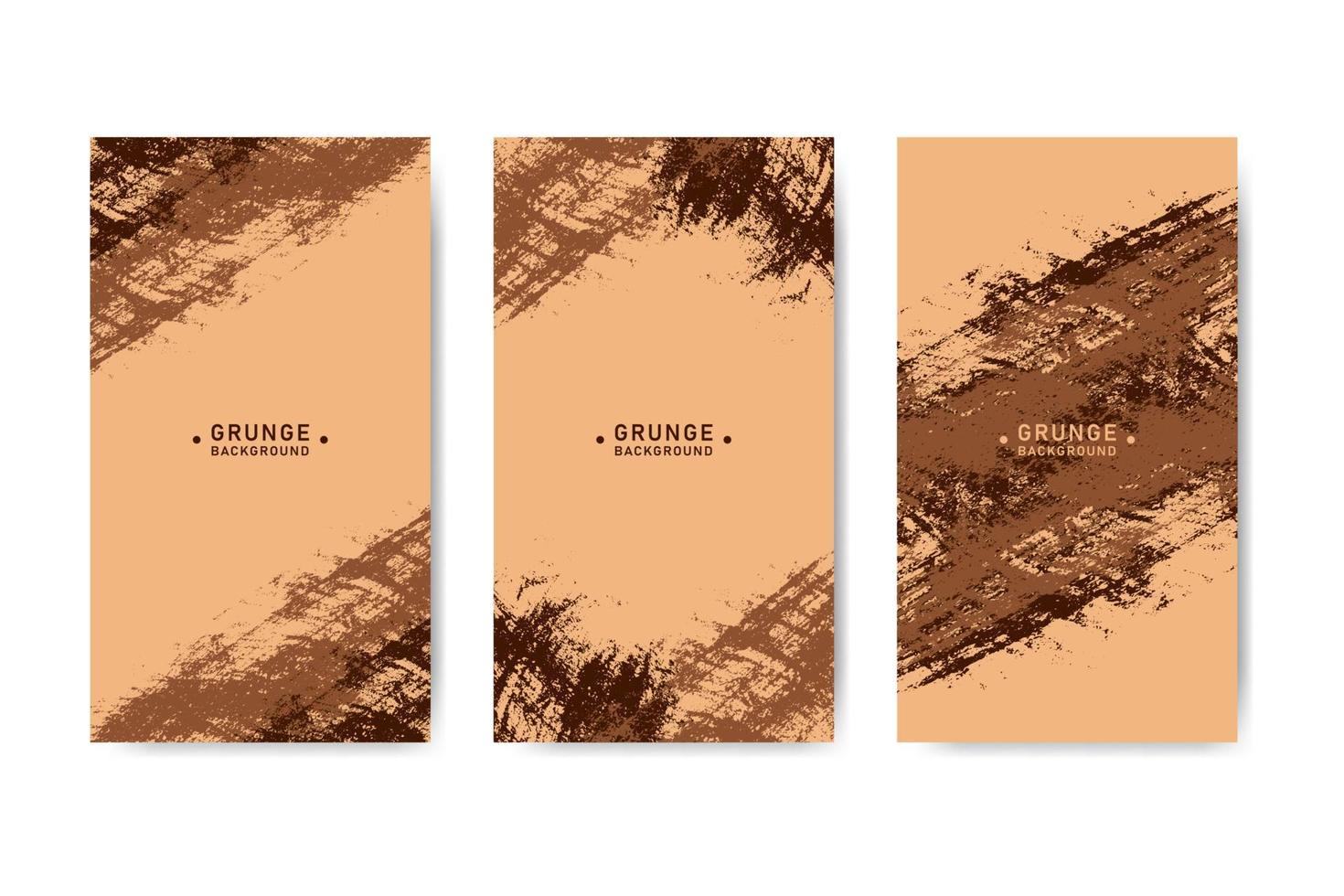 colección de banners grunge abstractos de color marrón y crema para publicaciones e historias en redes sociales vector