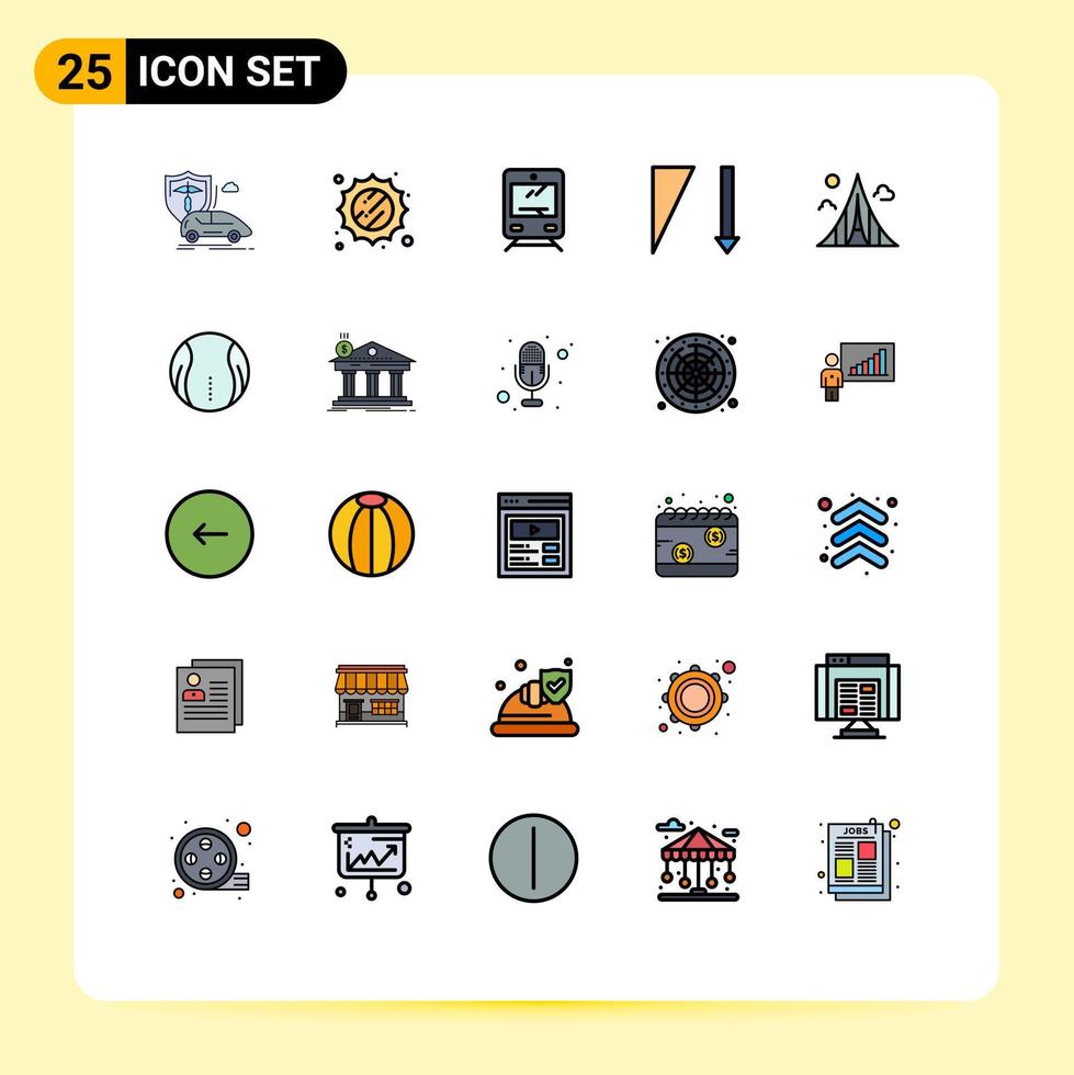 Set of 25 Modern UI Icons Symbols Signs for estate building train sorting descending Editable Vector Design Elements