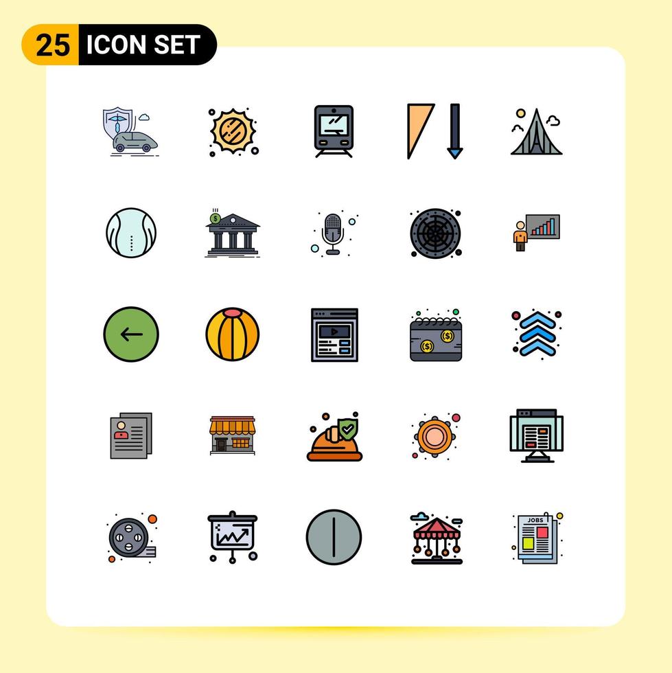 conjunto de 25 iconos modernos de la interfaz de usuario signos de símbolos para la clasificación de trenes de construcción de bienes elementos de diseño de vectores editables descendentes