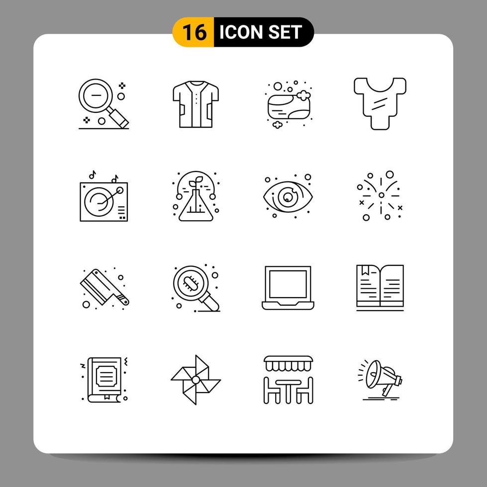 16 iconos creativos, signos y símbolos modernos de cuerpo de audio, jabón electrónico para baby shower, elementos de diseño vectorial editables vector