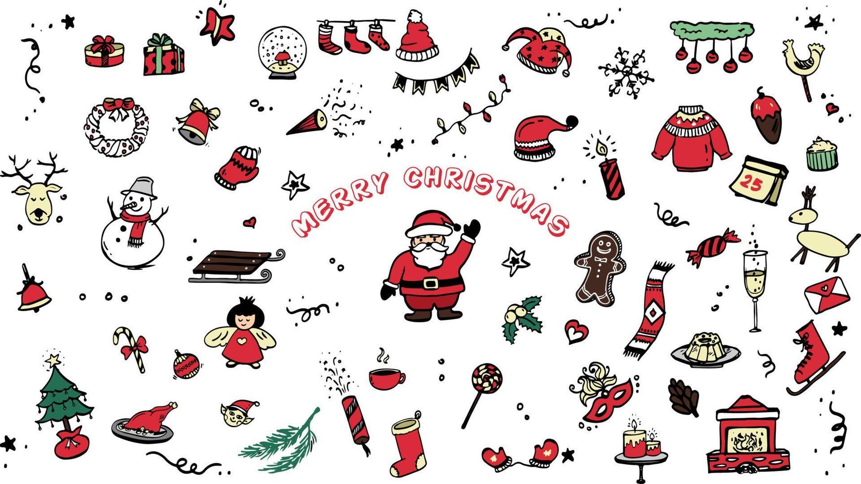 Hand drawn Christmas graphics vector