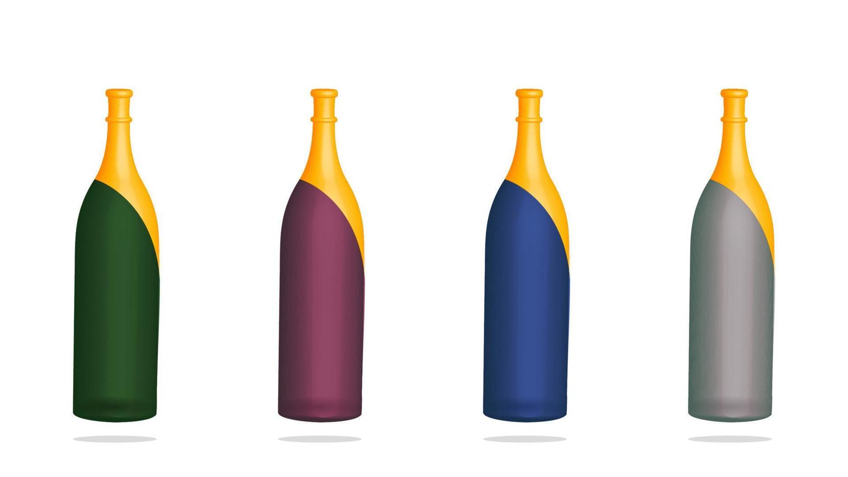 botella de champán establece ilustración vectorial sobre fondo blanco. vector