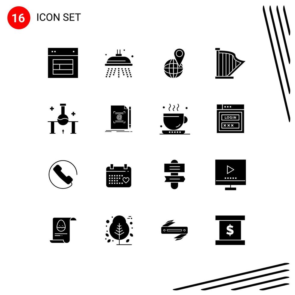 16 Creative Icons Modern Signs and Symbols of laboratory music global instrument audio Editable Vector Design Elements