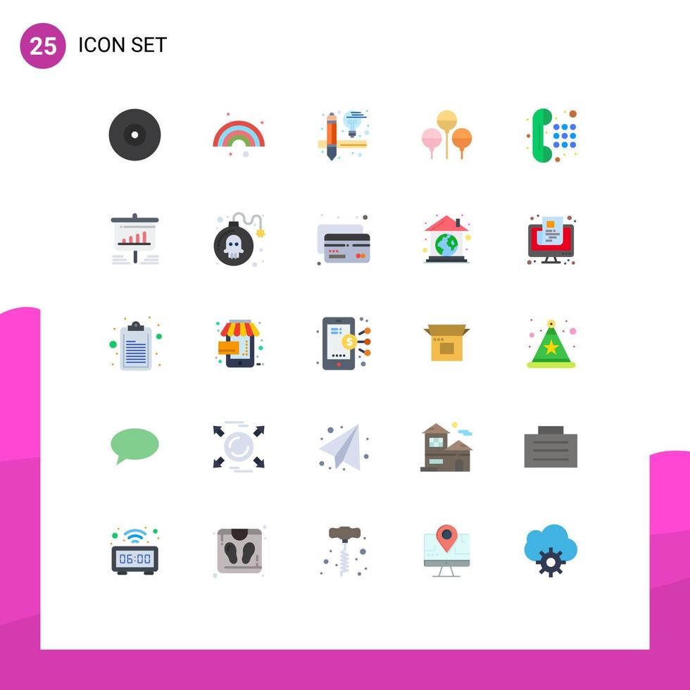 User Interface Pack of 25 Basic Flat Colors of dial pad phone creative communication easter Editable Vector Design Elements
