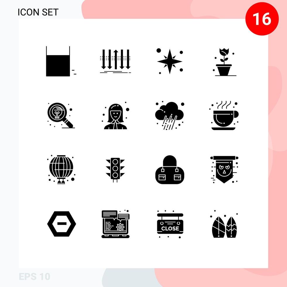 16 Universal Solid Glyphs Set for Web and Mobile Applications spring floral individuality flower beach Editable Vector Design Elements