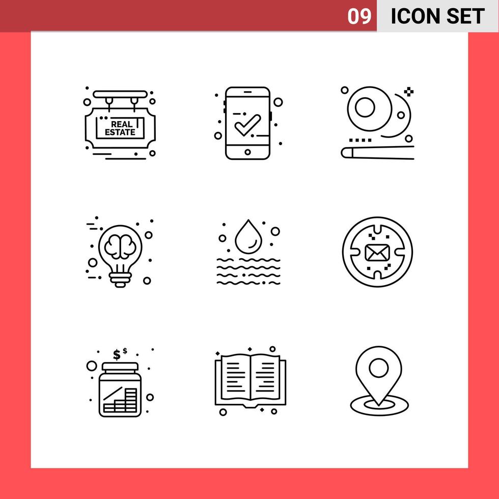 9 Icon Pack Line Style Outline Symbols on White Background Simple Signs for general designing vector