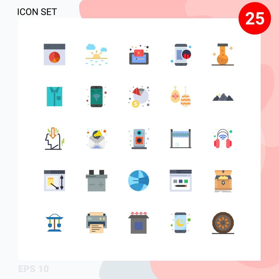 User Interface Pack of 25 Basic Flat Colors of online data mobile document marketing smartphone Editable Vector Design Elements