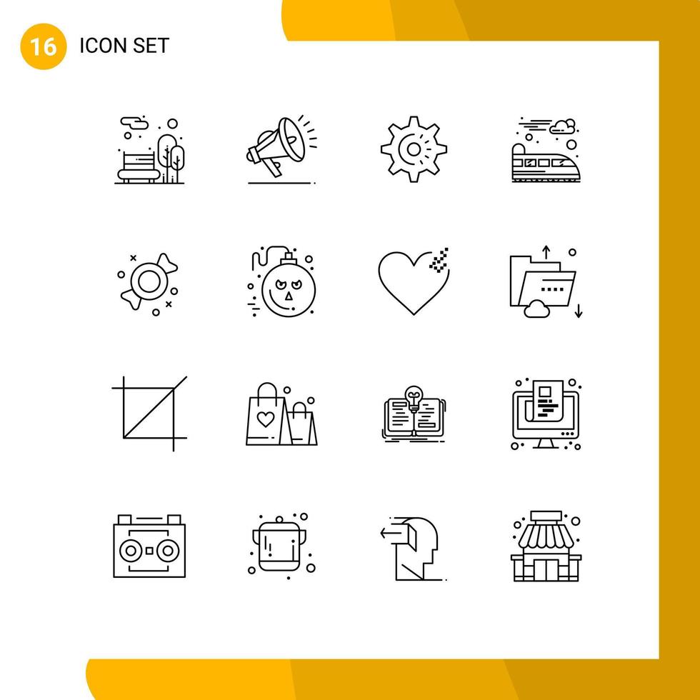 16 Outline concept for Websites Mobile and Apps bomb candy gear bonbon suburban Editable Vector Design Elements