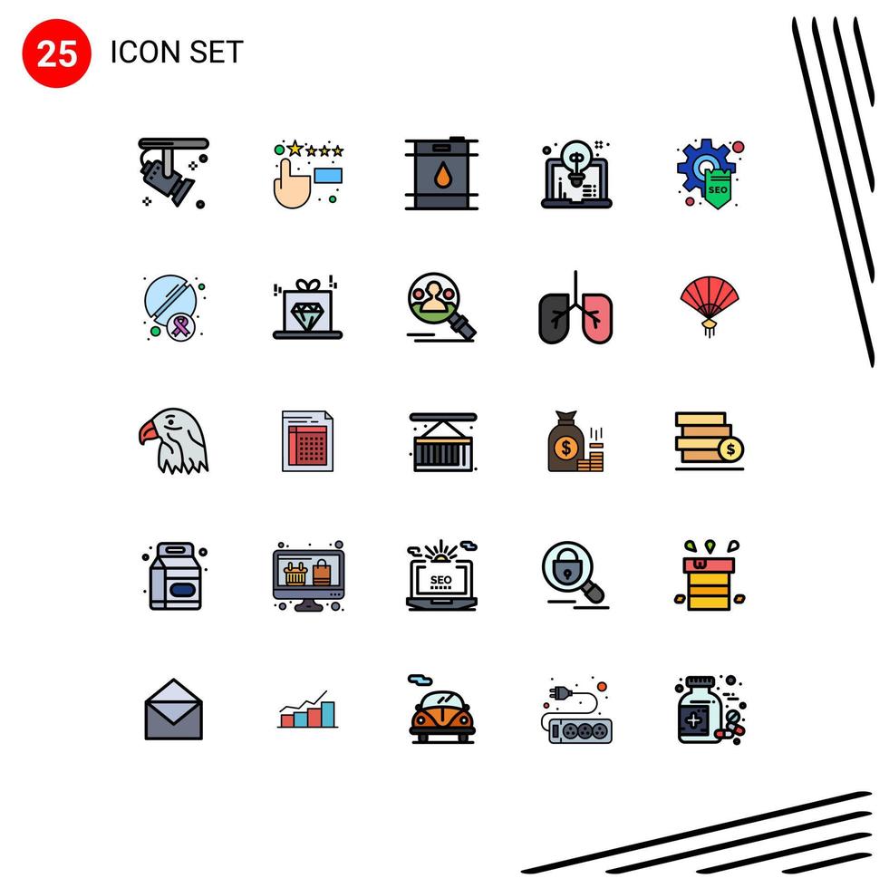 Set of 25 Modern UI Icons Symbols Signs for gear optimization gasoline development design Editable Vector Design Elements