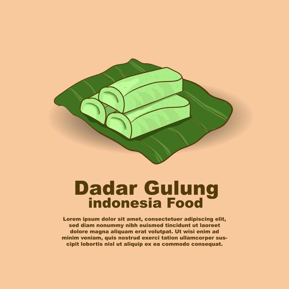 Dadar gulung Indonesian food  Indonesian Asian food vector hand drawn design