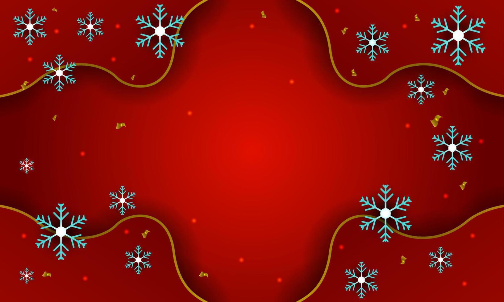 invierno de color rojo y fondo navideño con copos de nieve vector