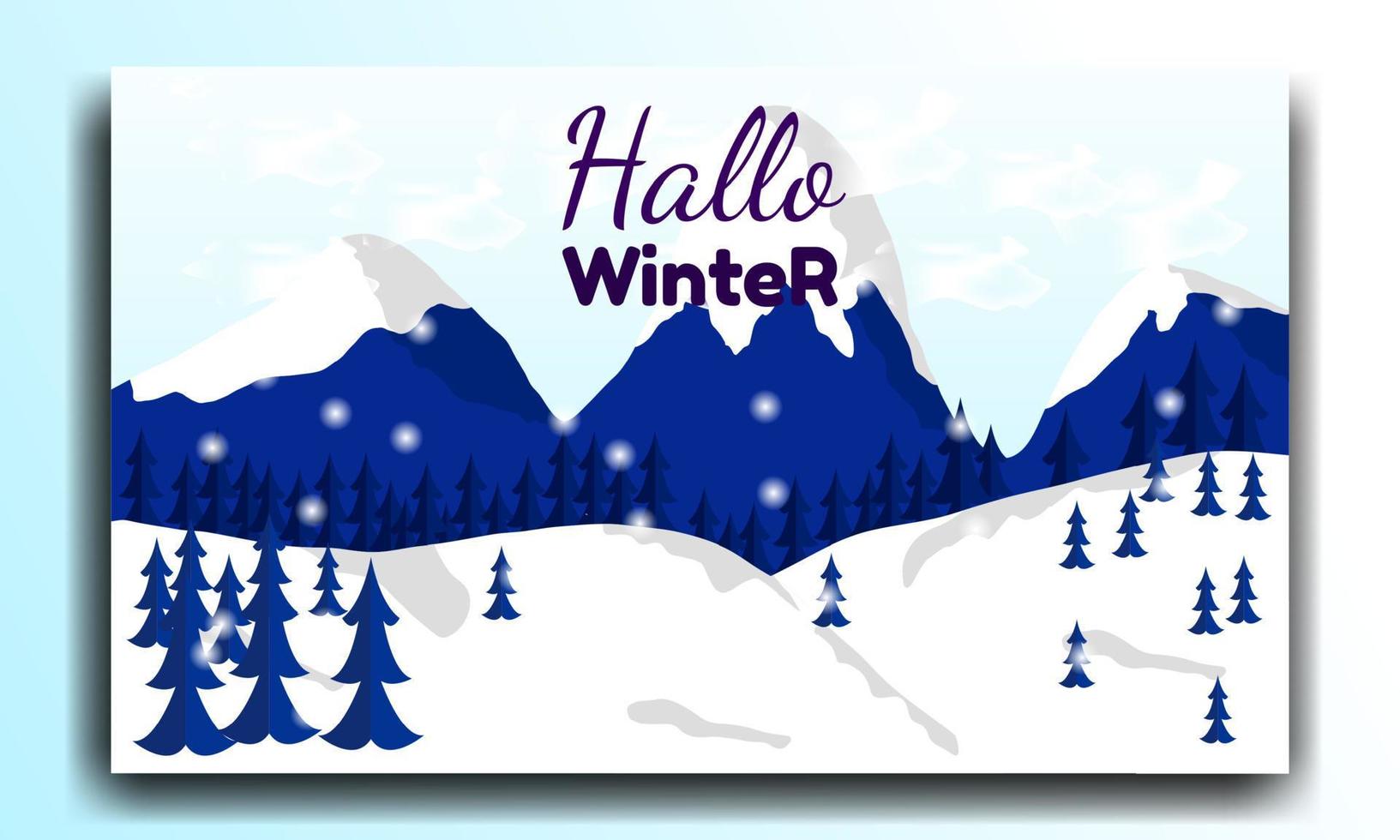 ilustración vectorial temporada de invierno plana. fondo nevado, diseño de fondo de banner vector