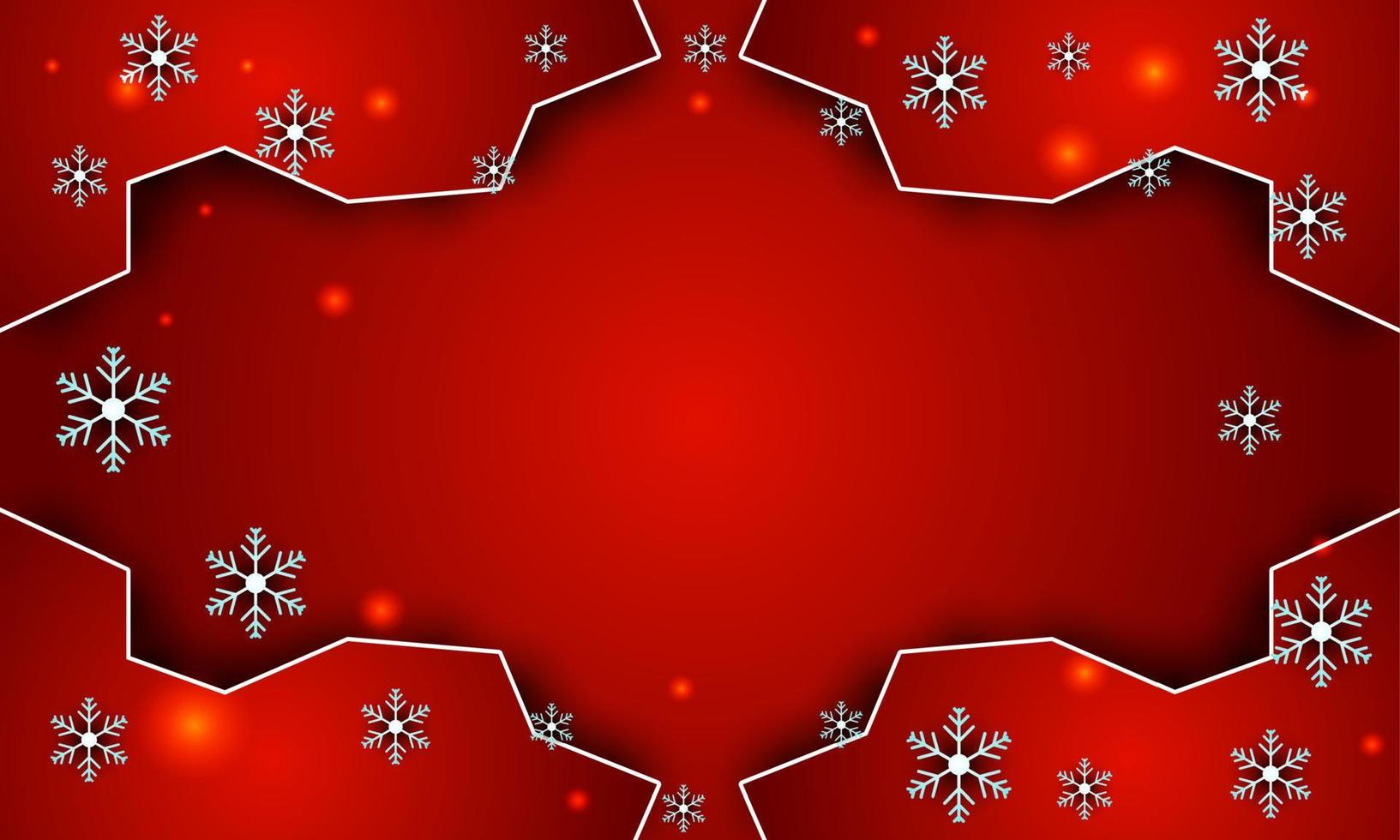 Red color winter and christmas background with snowflakes vector