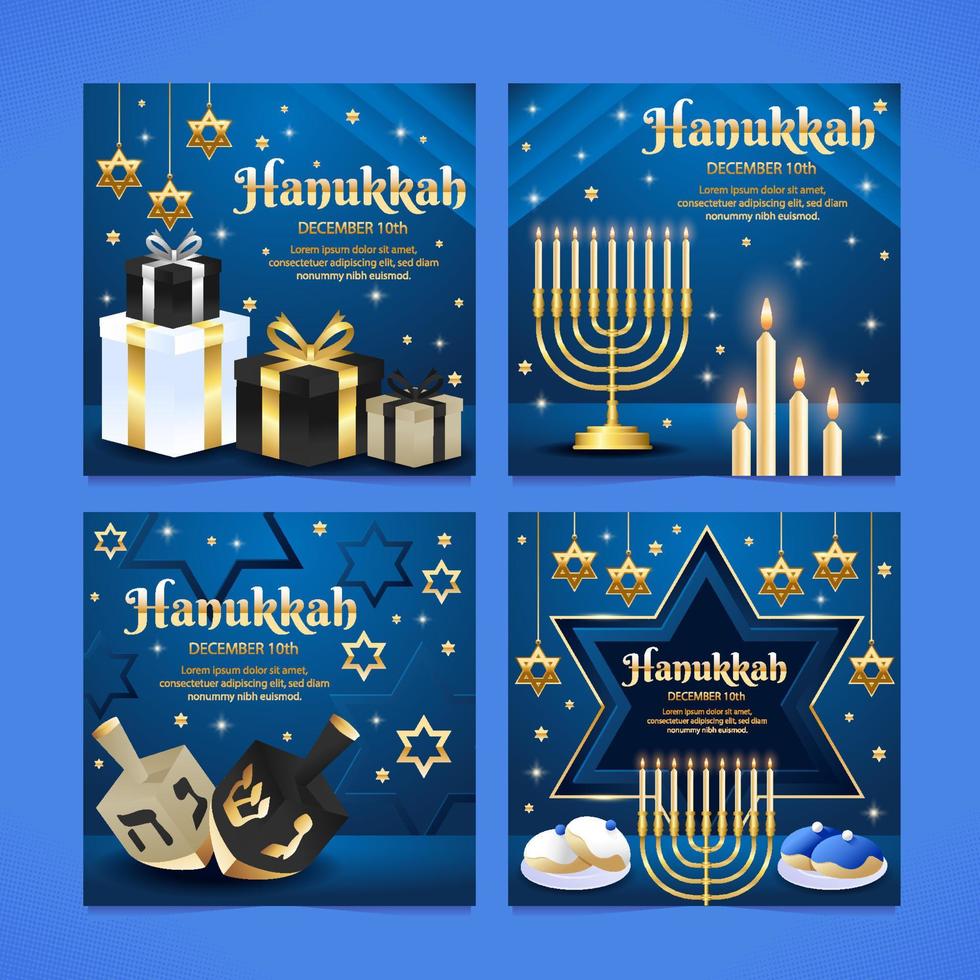 plantilla de redes sociales de hanukkah celebrada vector