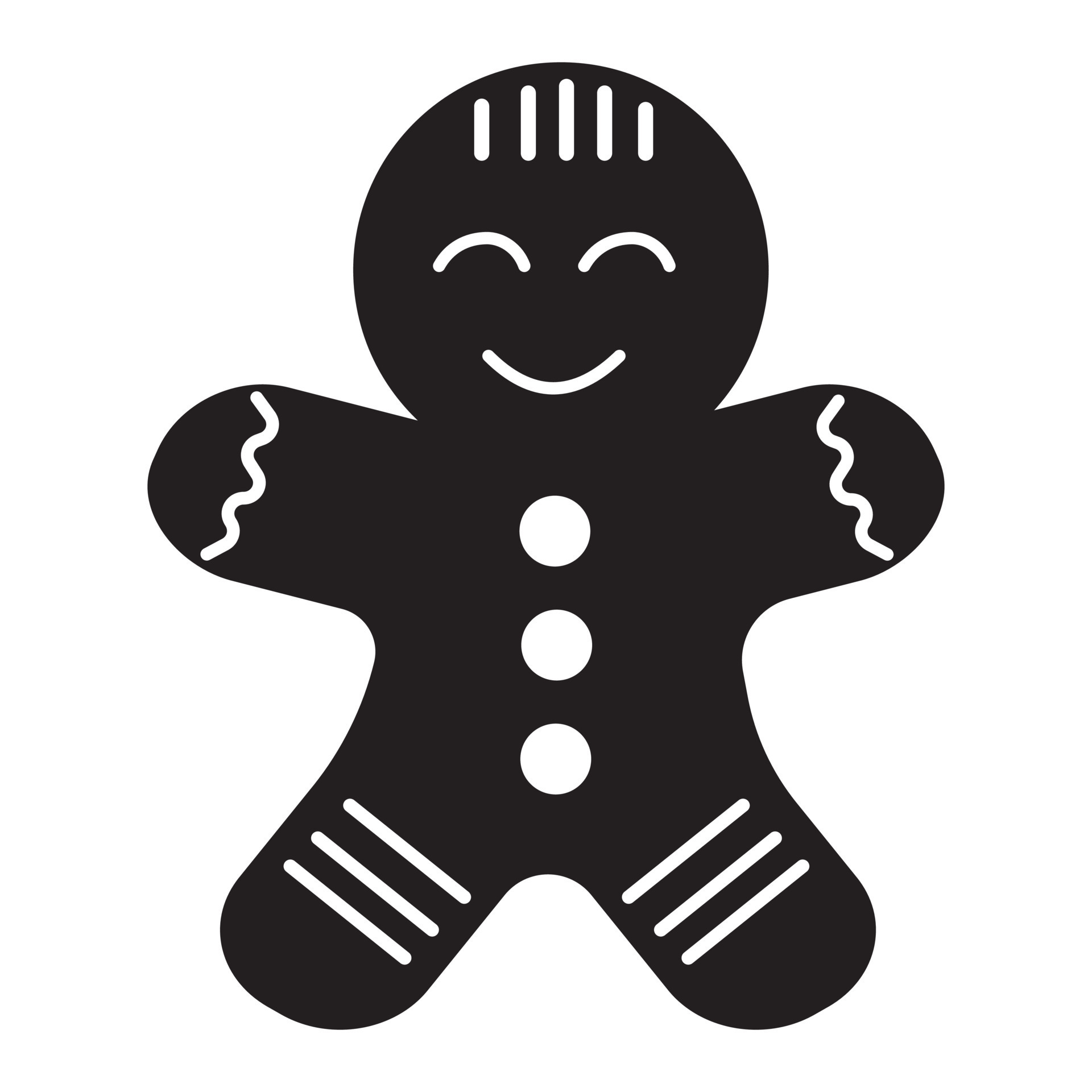 Ginger man template, Christmas cookies, black color template, isolated Ginger man template, Christmas cookies, black color template, isolated