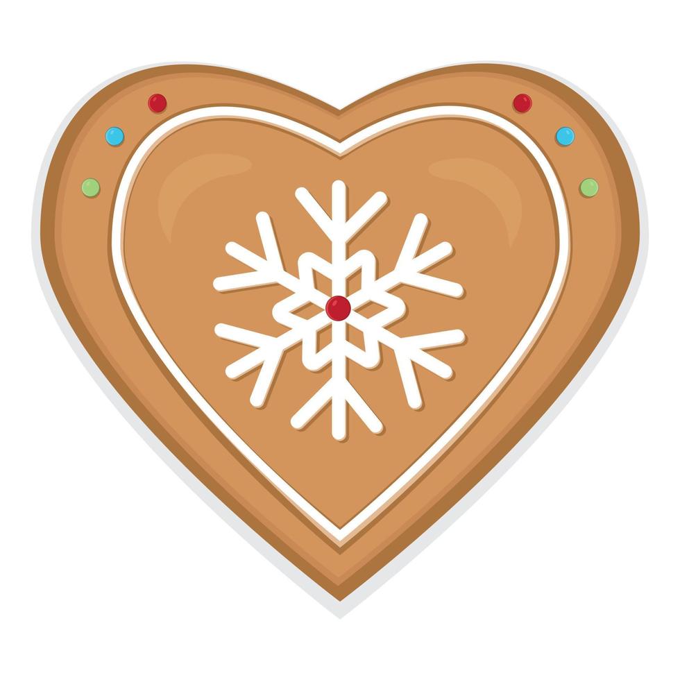 Gingerbread cookies set isolated on white background. Xmas hearts decorated and glazed vector