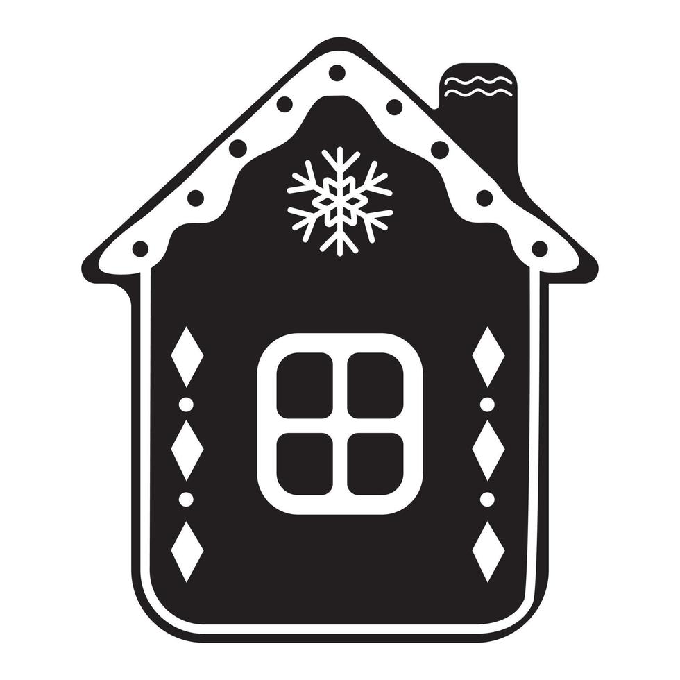 Ginger house template, Christmas cookies, black color template, isolated vector illustration icon