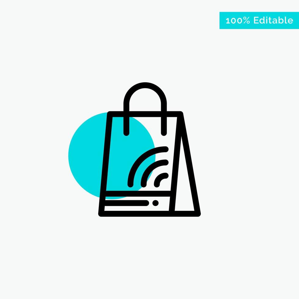 Bag Handbag Wifi Shopping turquoise highlight circle point Vector icon