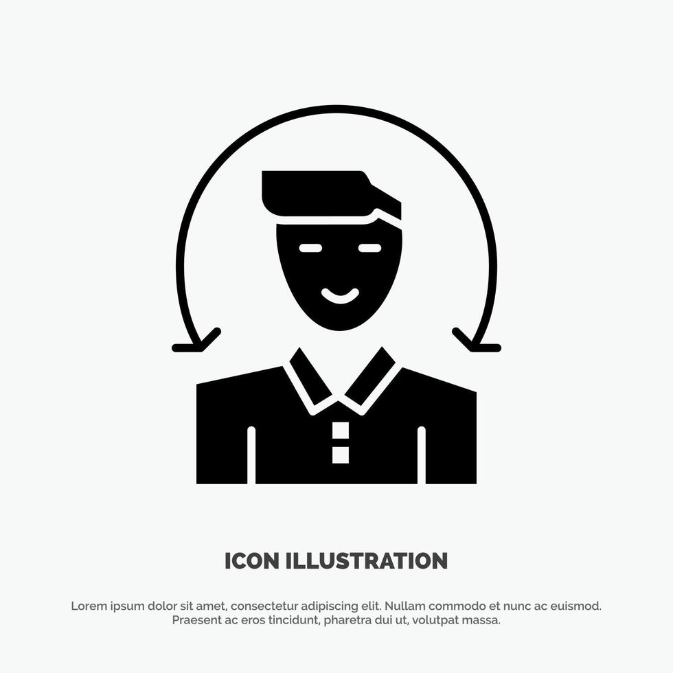 User Male Client Services Solid Black Glyph Icon vector