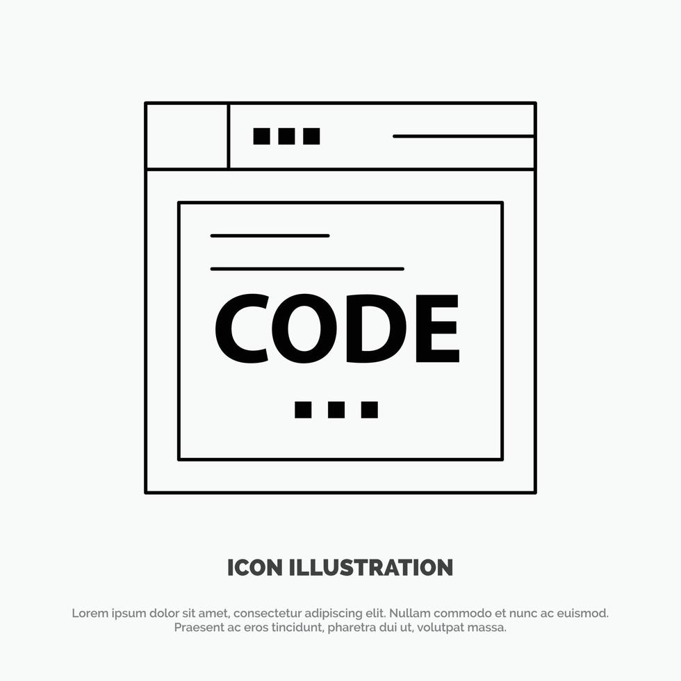 Browser Internet Code Coding Vector Line Icon