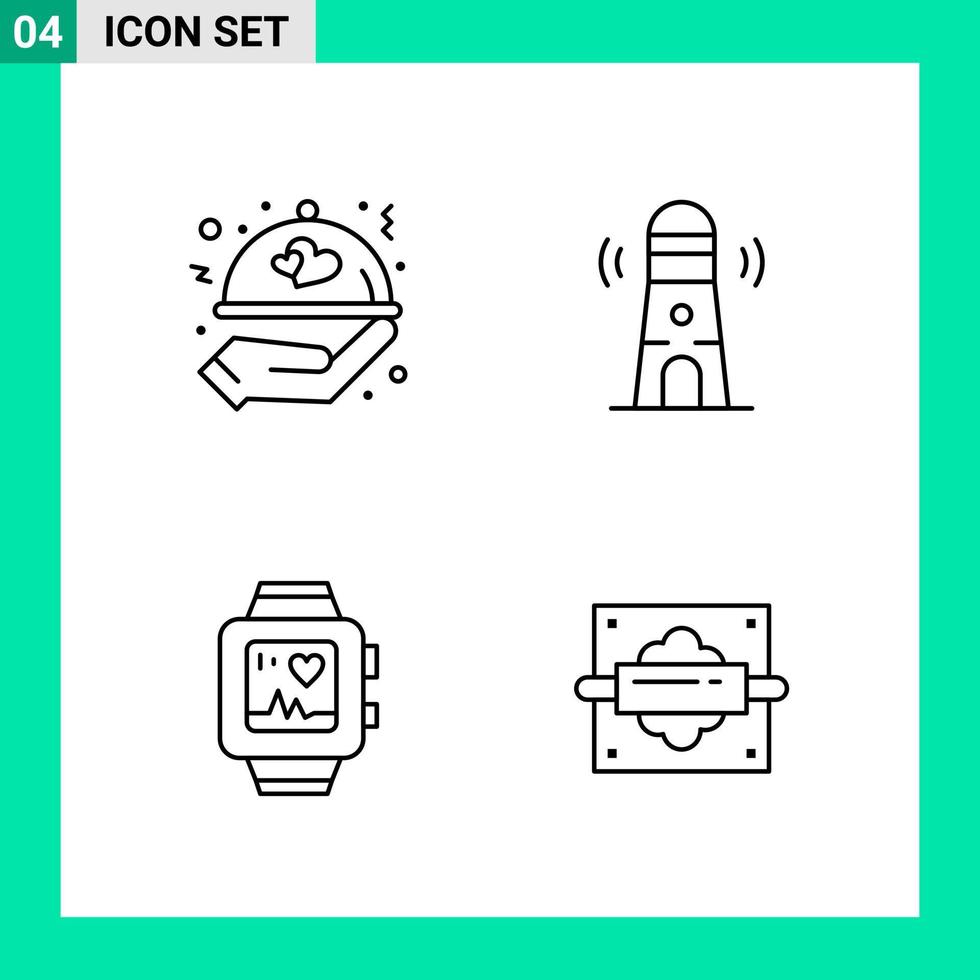 Pack of 4 Line Style Icon Set Outline Symbols for print Creative Signs Isolated on White Background 4 Icon Set vector