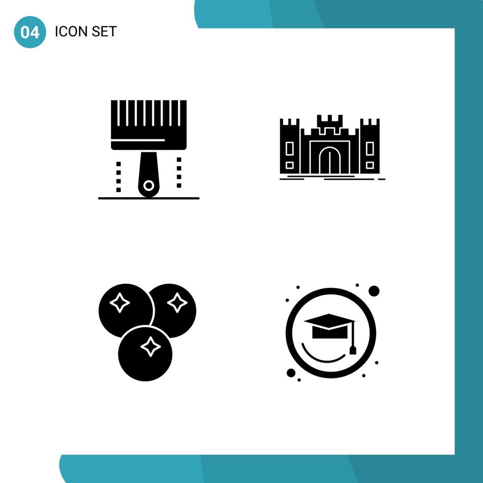 4 Universal Solid Glyph Signs Symbols of coding landmark paintbrush defense drink Editable Vector Design Elements