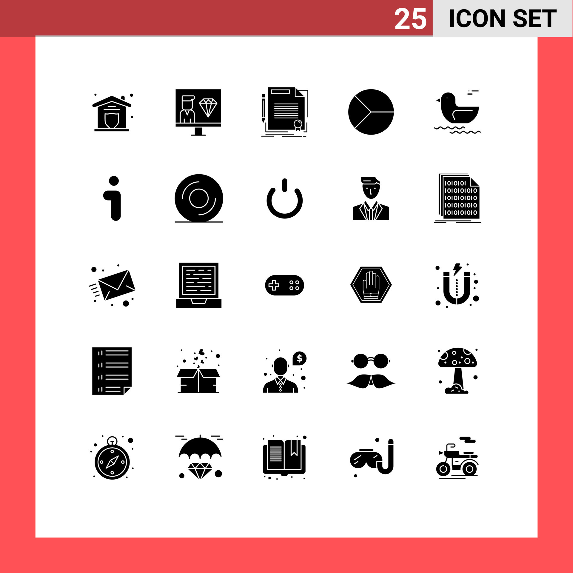 Solid Glyph Pack of 25 Universal Symbols of graphical chart programming ...