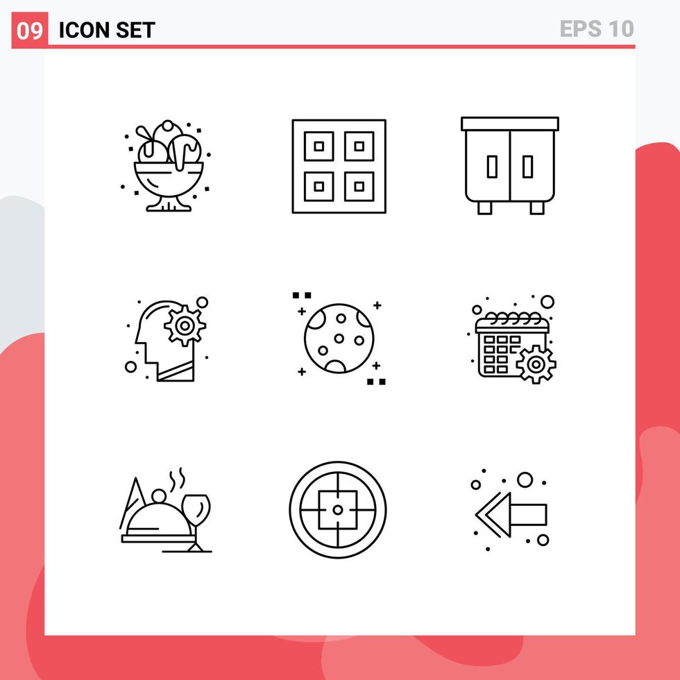 9 Outline concept for Websites Mobile and Apps process idea logistic head furniture Editable Vector Design Elements