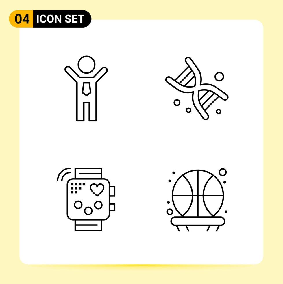 4 Creative Icons for Modern website design and responsive mobile apps 4 Outline Symbols Signs on White Background 4 Icon Pack vector