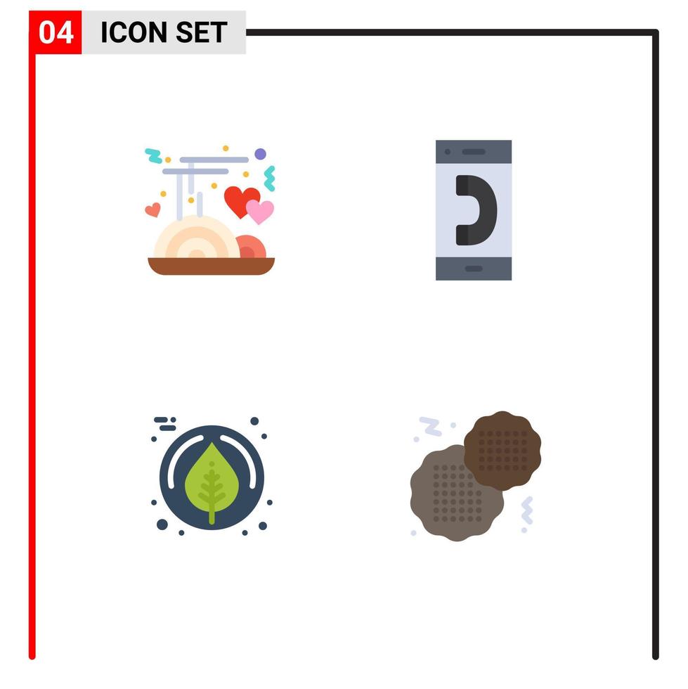 Pack of 4 Modern Flat Icons Signs and Symbols for Web Print Media such as chopstick leaf food love contact thanksgiving Editable Vector Design Elements