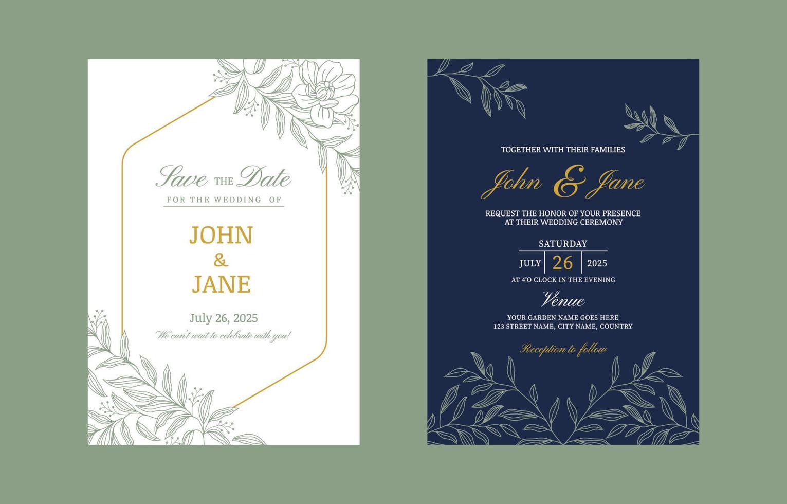 Modern Casual Wedding Invitation vector