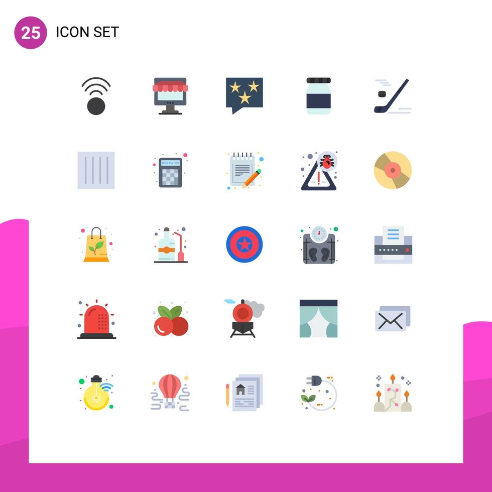 Stock Vector Icon Pack of 25 Line Signs and Symbols for winter hockey bubble flask star Editable Vector Design Elements