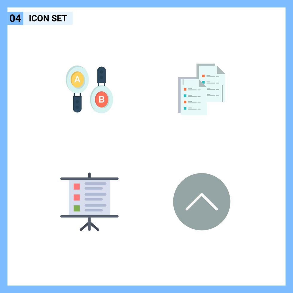 Modern Set of 4 Flat Icons Pictograph of research resume computing data text Editable Vector Design Elements