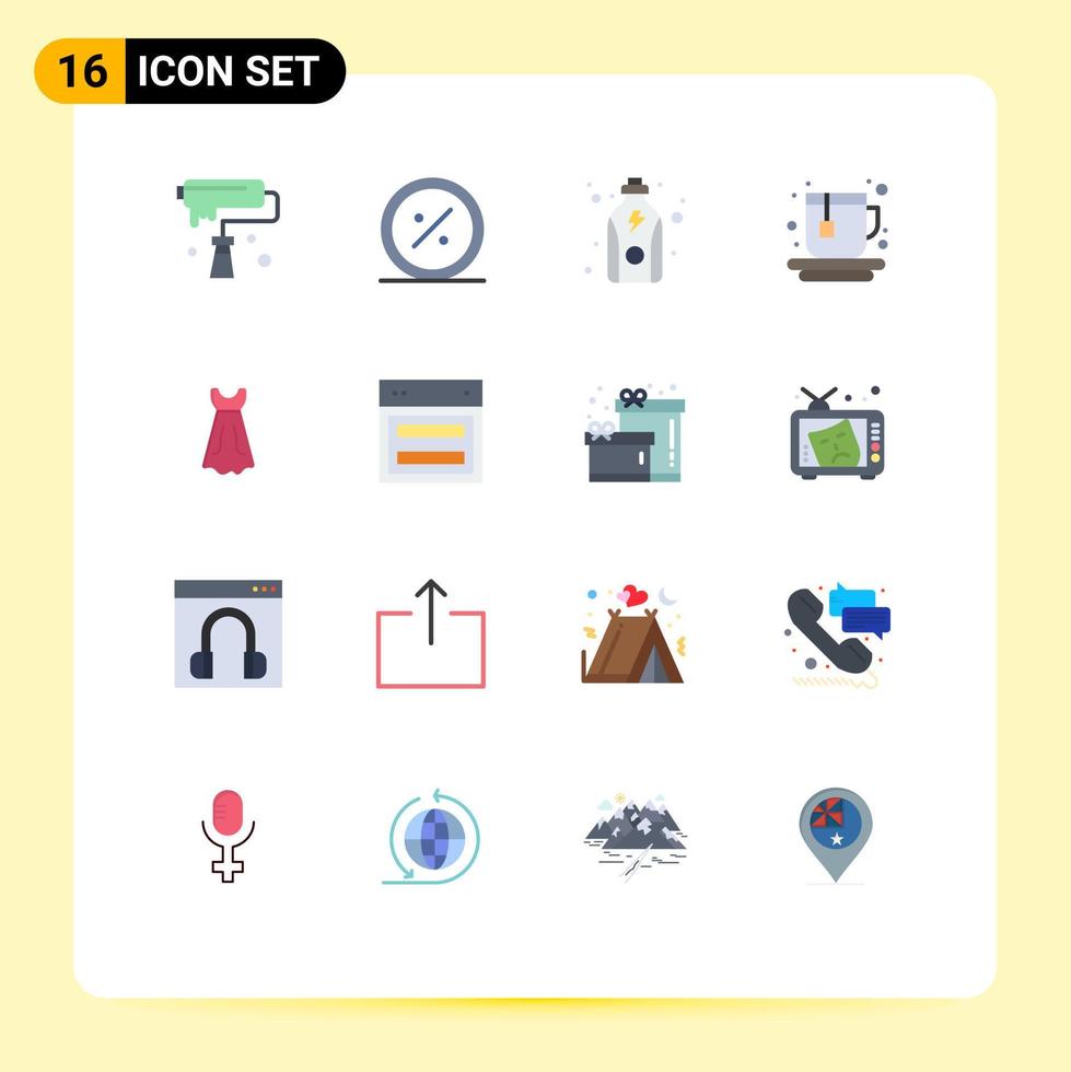 16 Creative Icons Modern Signs and Symbols of tea cup commerce protein fitness Editable Pack of Creative Vector Design Elements