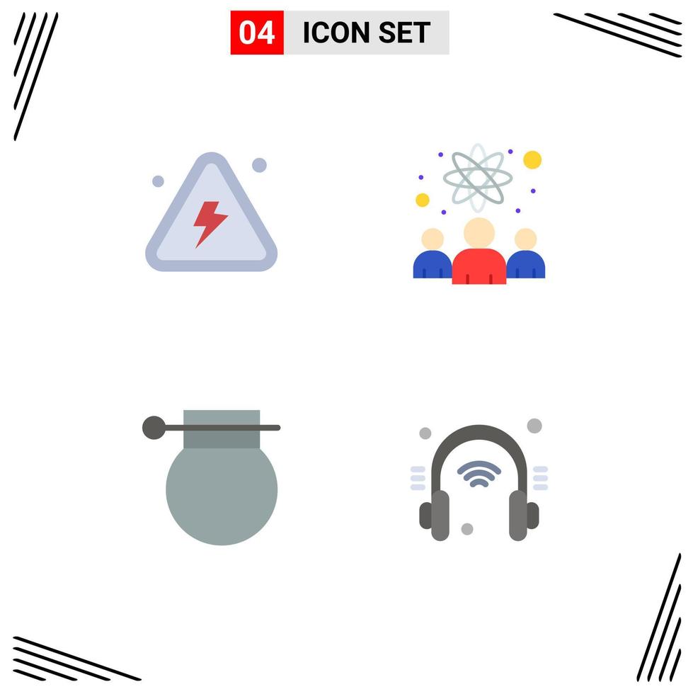 Group of 4 Modern Flat Icons Set for combustible army highly physicists military Editable Vector Design Elements