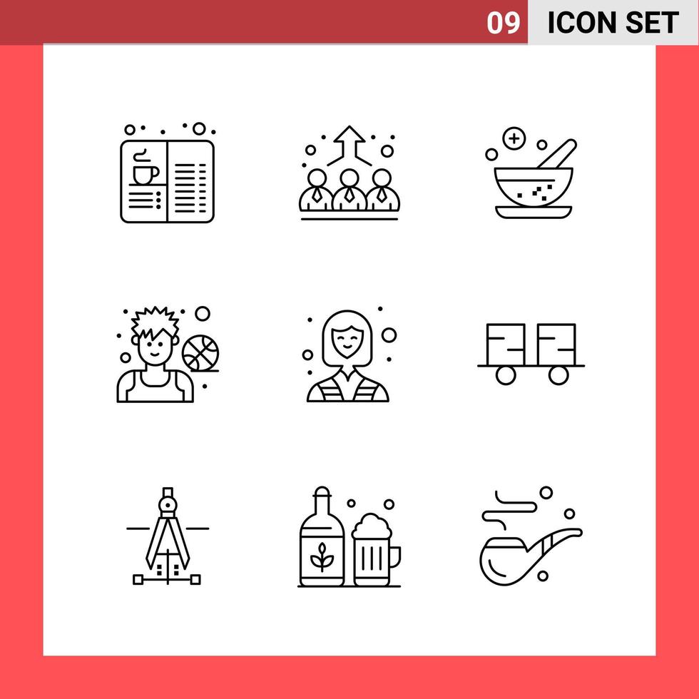 9 Icon Pack Line Style Outline Symbols on White Background Simple Signs for general designing vector