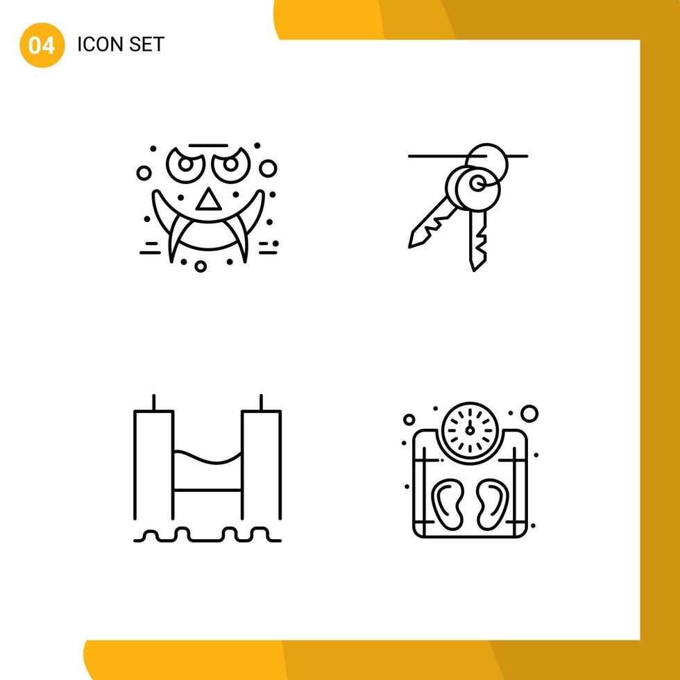 Stock Vector Icon Pack of 4 Line Signs and Symbols for emots cross smiley room industrial Editable Vector Design Elements
