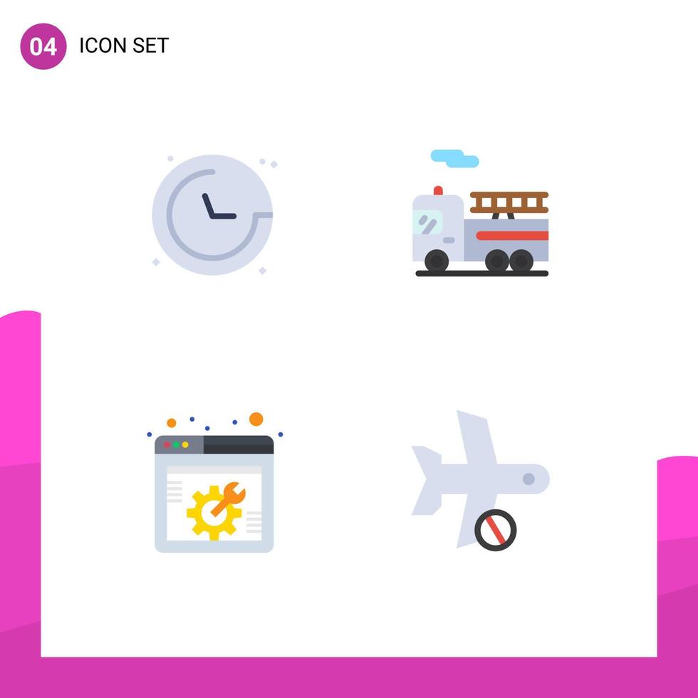 Pack of 4 creative Flat Icons of compass web setting navigation transport cancel Editable Vector Design Elements