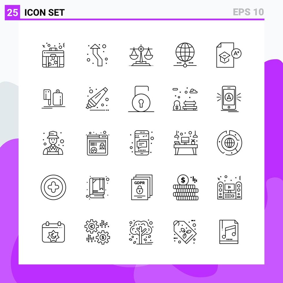 conjunto de 25 iconos en estilo de línea símbolos de contorno creativo para el diseño de sitios web y aplicaciones móviles signo de icono de línea simple aislado en fondo blanco 25 iconos vector