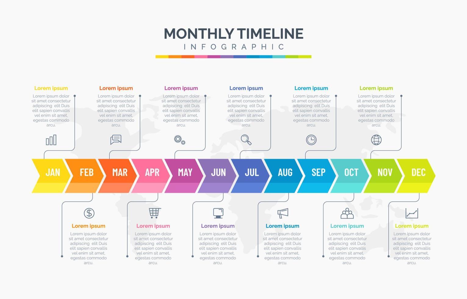 Monthly timeline infographic 14732902 vector art at vecteezy