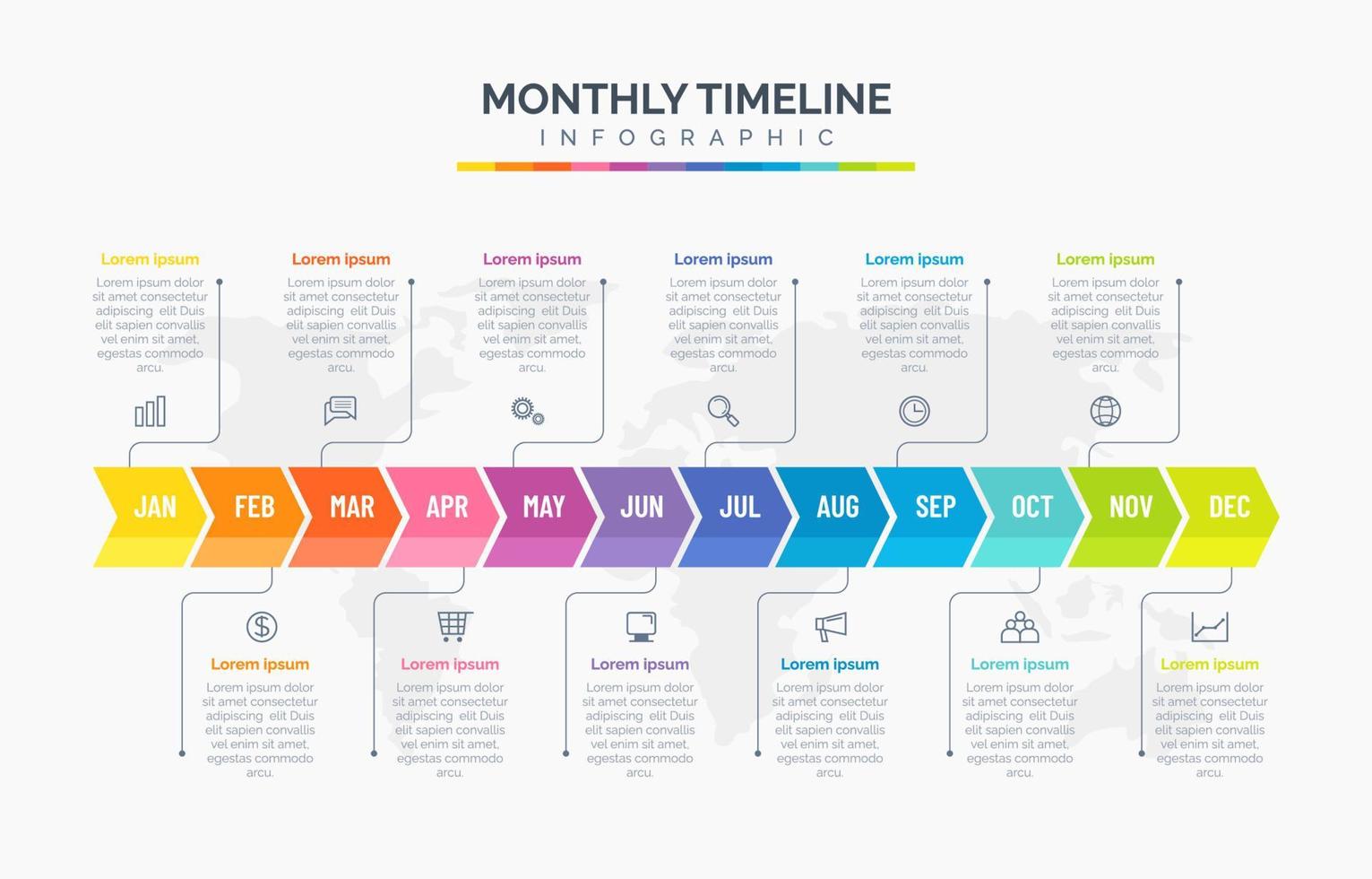 infografía de línea de tiempo mensual vector